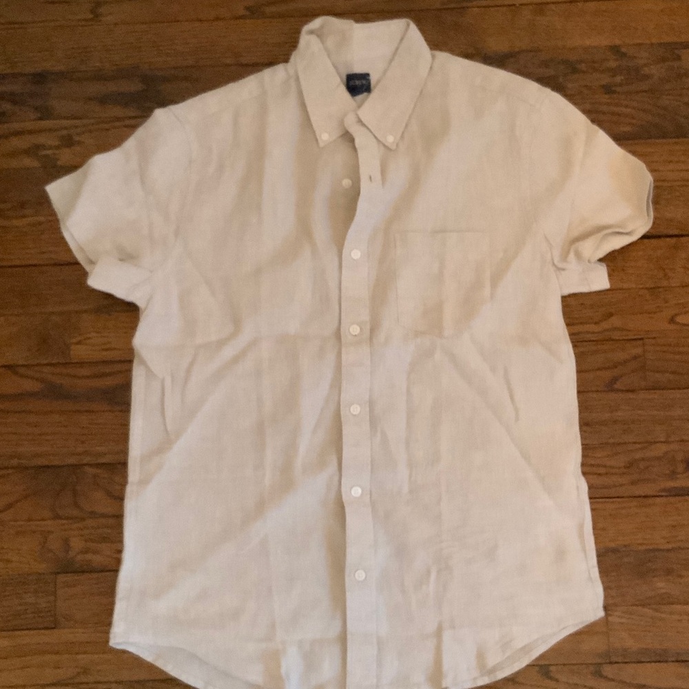 Men’s J. Crew Cream Casual Button Down Shirt size medium